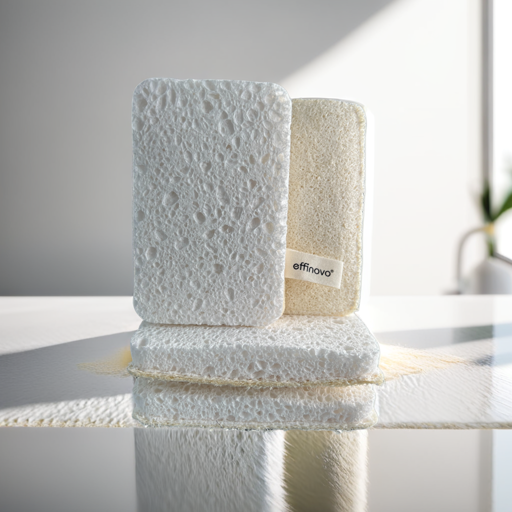 EFFINOVO dubbelzijdige keukenspons met loofah en cellulose