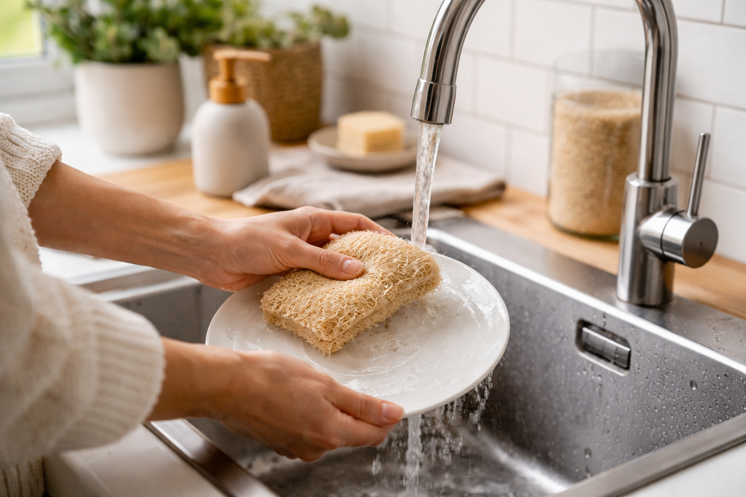 Beste afwasspons zonder plastic: waar moet je op letten?