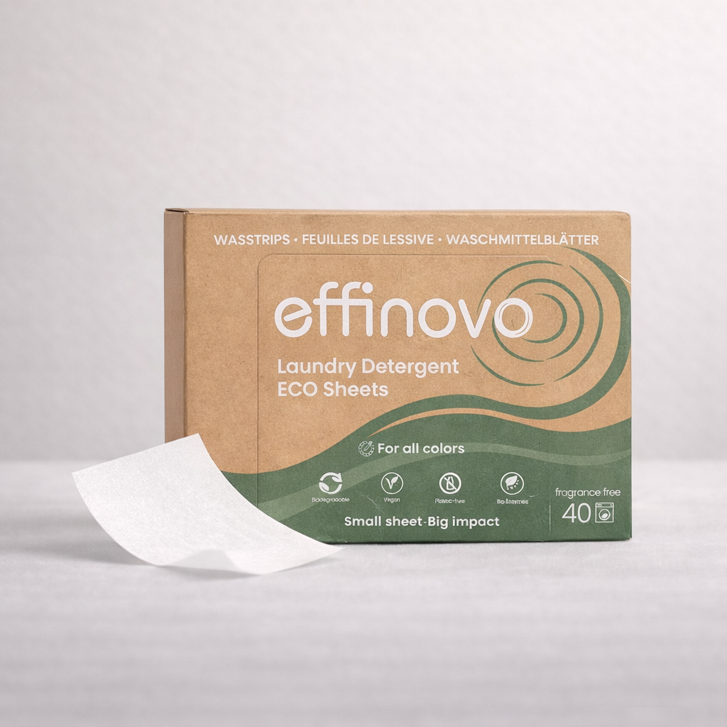 Eco-friendly laundry detergent sheets in recyclable box, fragrance-free, 40 loads